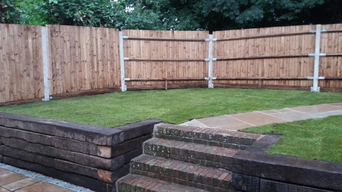 Retaining wall and landscaping