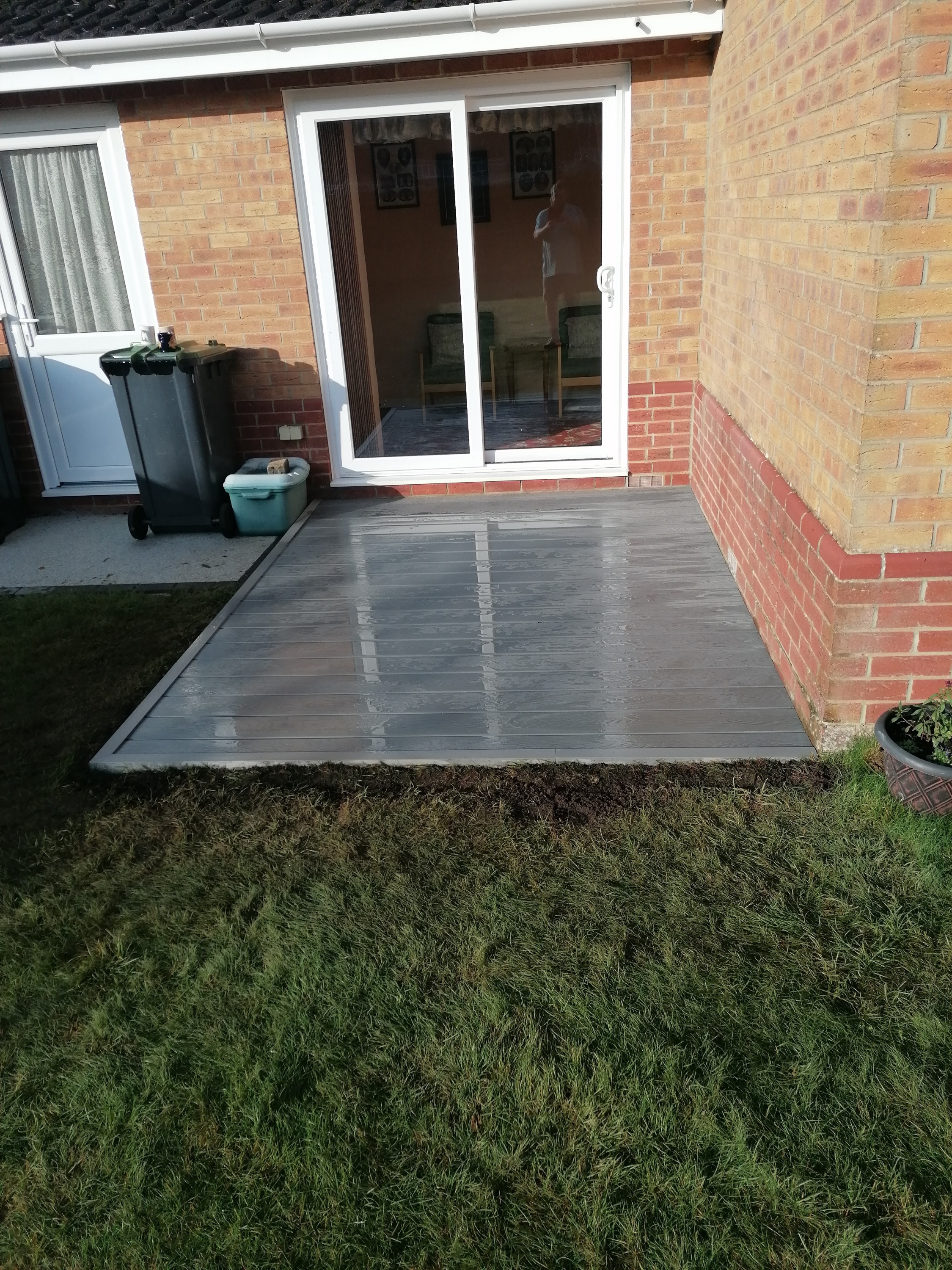 Fresh turf lawn installation